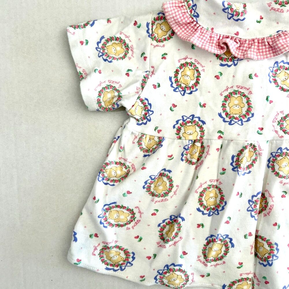 VVTG 90s Okie Dokie, Girls 'Le Petite Infant' Bear Ruffle Collar Dress Top, 24m - Picture 3 of 5
